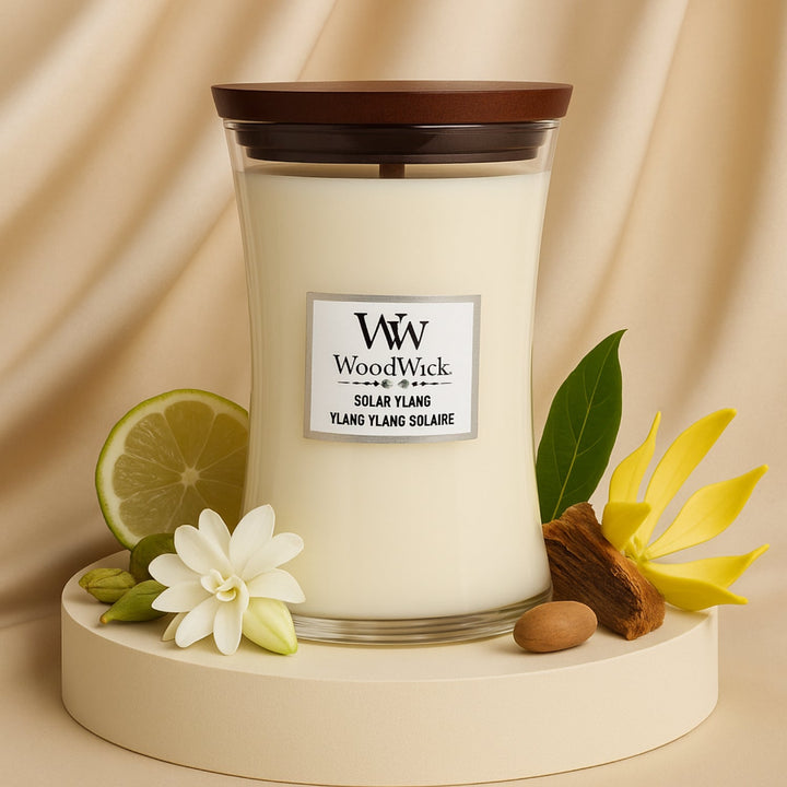 Woodwick Large Hourglass Candle | Captivating Solar Ylang Fragrance