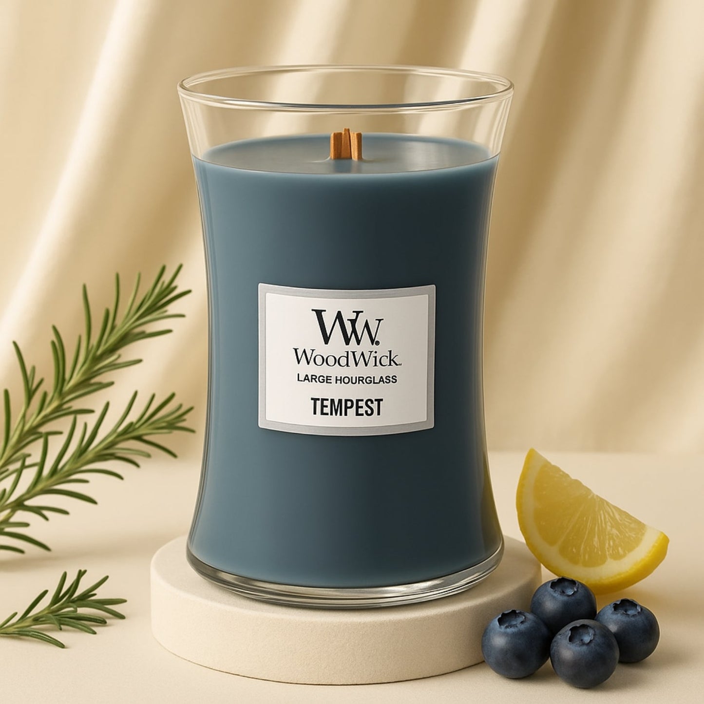 Woodwick Large Hourglass Candle - TEMPEST: A Symphony of Oceanic and Citrusy Aroma