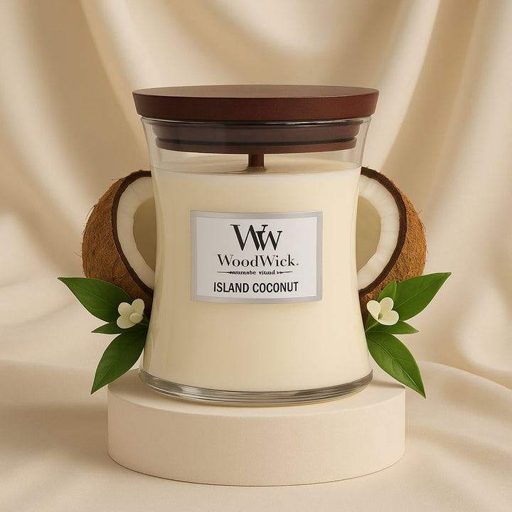 Woodwick Medium Hourglass Candle | Island Coconut Scent