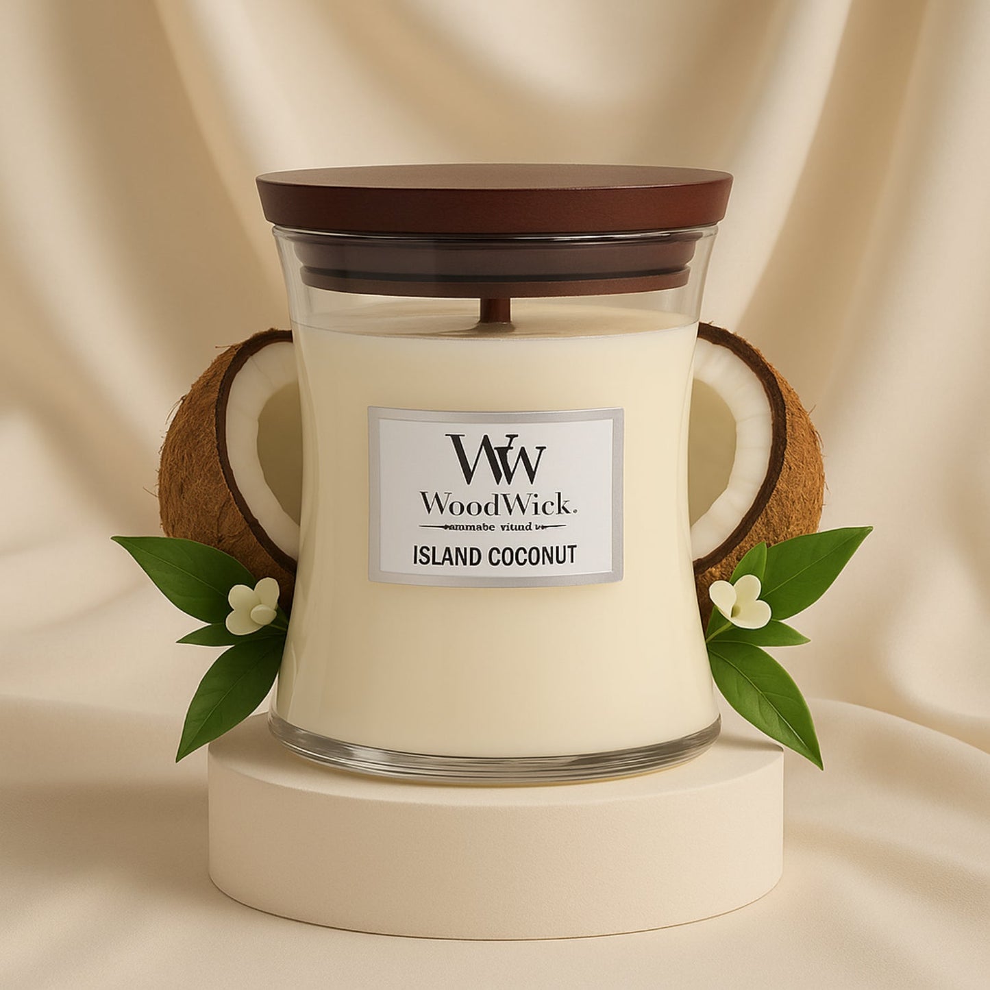 Woodwick Medium Hourglass Candle | Island Coconut Scent