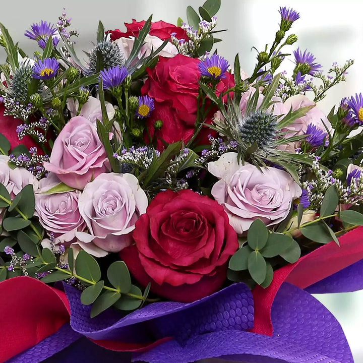 Delightful Chocolate Fudge Cake & Vibrant Birthday Flower Arrangement