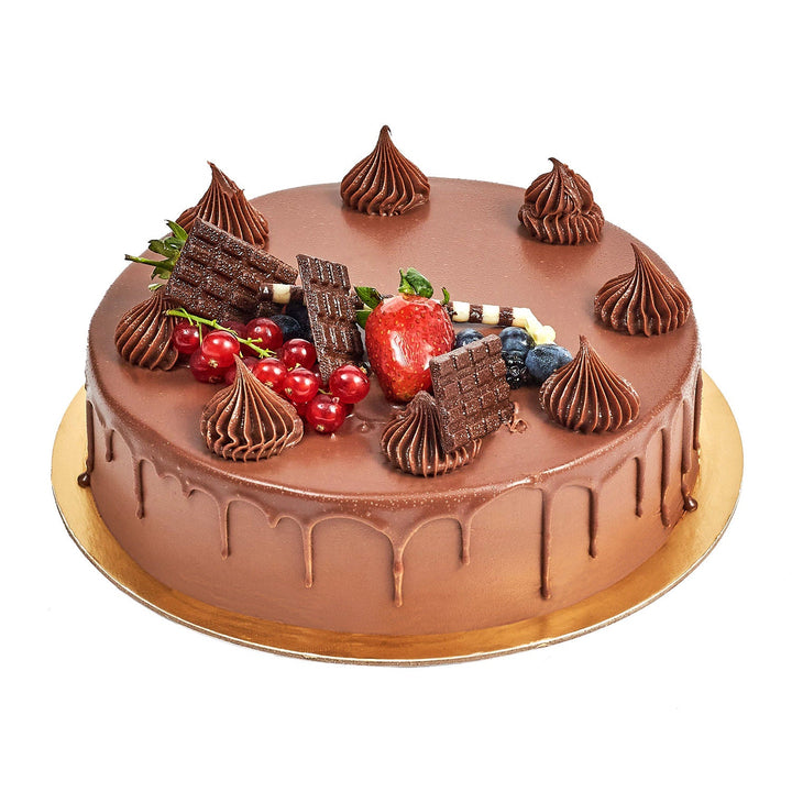 Delightful Chocolate Fudge Cake & Vibrant Birthday Flower Arrangement