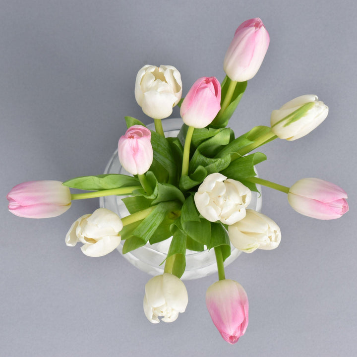 Elegant Arrangement of 10 Tulips in a Stylish Fish Bowl