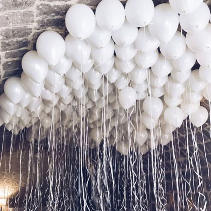 Elegant 100 White Latex Balloons for Celebrations