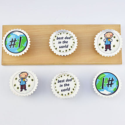 احتفل مع كب كيك الفوندان بالفانيليا 'أفضل أب في العالم' - مجموعة من 6 قطع