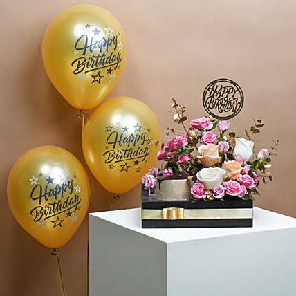 Luxury Birthday Gourmet Indulgence with Elegant Roses