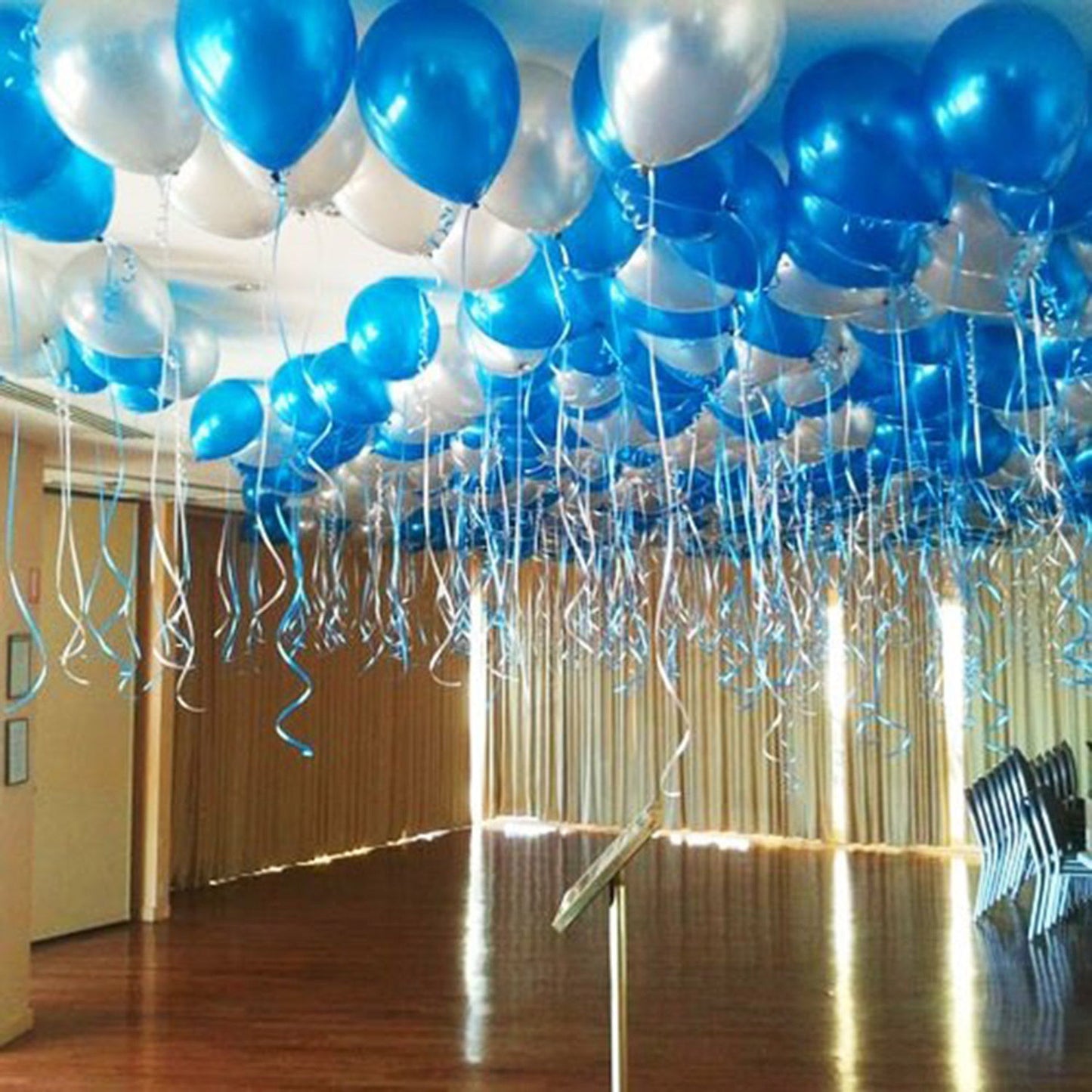 Elegant Blue and Silver Helium Balloon Decoration for Events