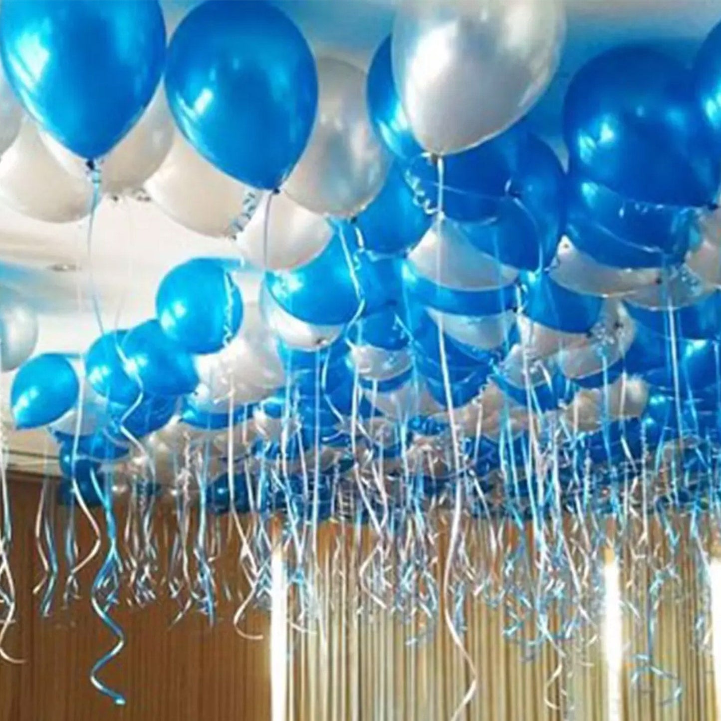 Elegant Blue and Silver Helium Balloon Decoration for Events