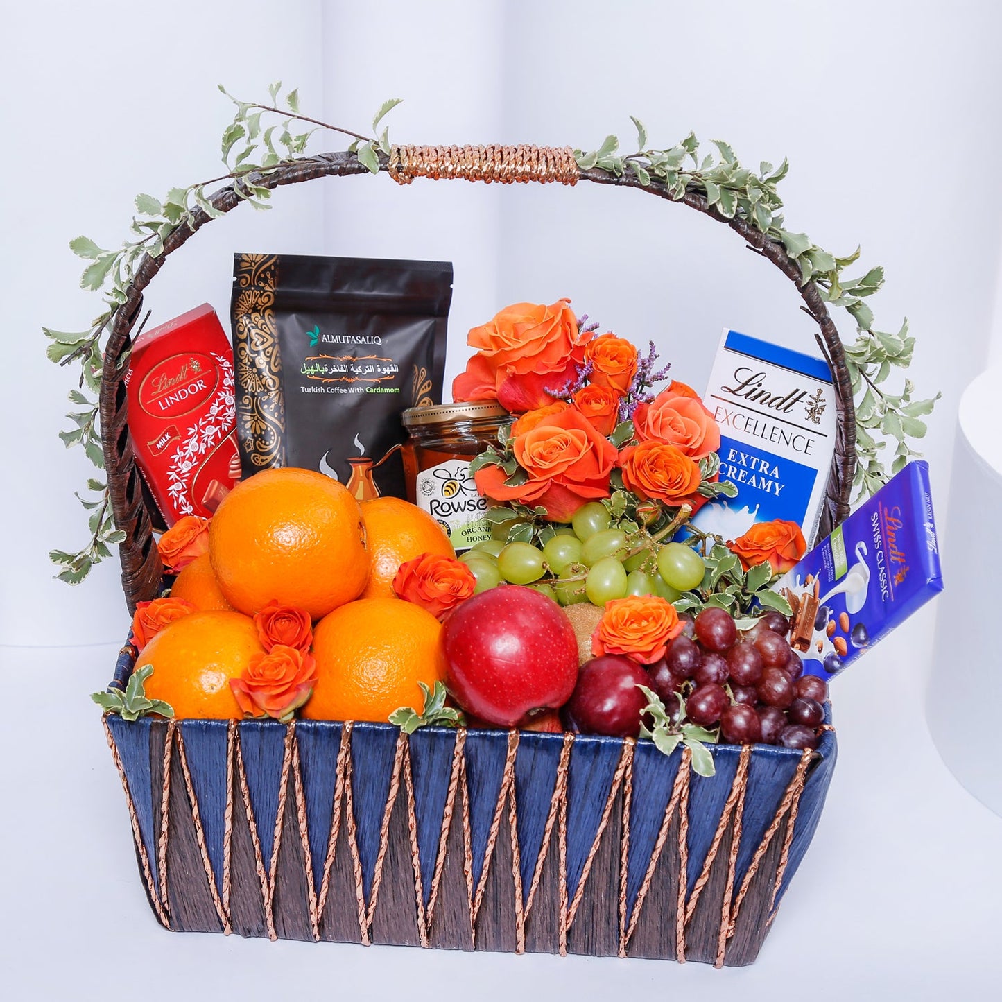 Deluxe Choco Fruit Basket with Gourmet Delights
