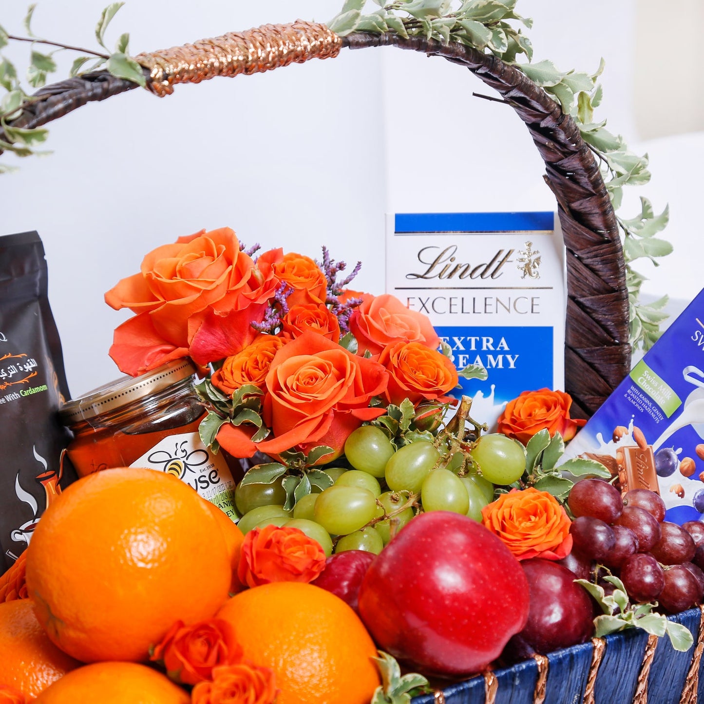 Deluxe Choco Fruit Basket with Gourmet Delights