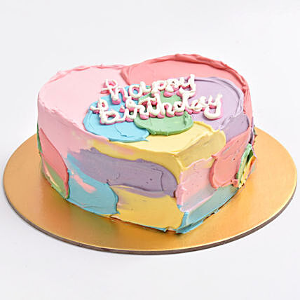 Rainbow Love Heart-Shaped Chocolate Birthday Cake