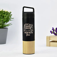 زجاجة ماء محفورة شخصية - صديقة للبيئة من الخيزران والفولاذ المقاوم للصدأ