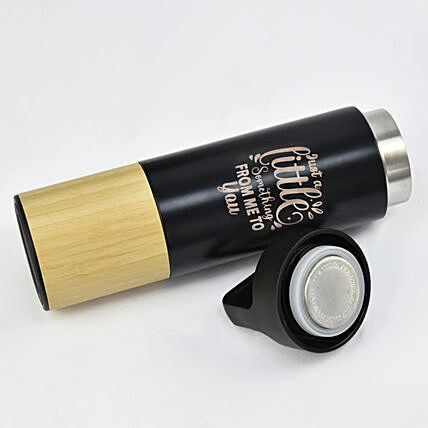 زجاجة ماء محفورة شخصية - صديقة للبيئة من الخيزران والفولاذ المقاوم للصدأ