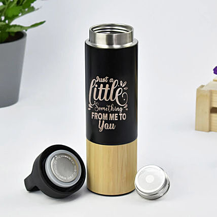 زجاجة ماء محفورة شخصية - صديقة للبيئة من الخيزران والفولاذ المقاوم للصدأ