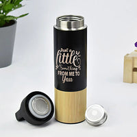 زجاجة ماء محفورة شخصية - صديقة للبيئة من الخيزران والفولاذ المقاوم للصدأ