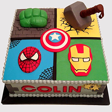 Four Blocks Avengers Cake - Perfect Superhero Delight for Parties