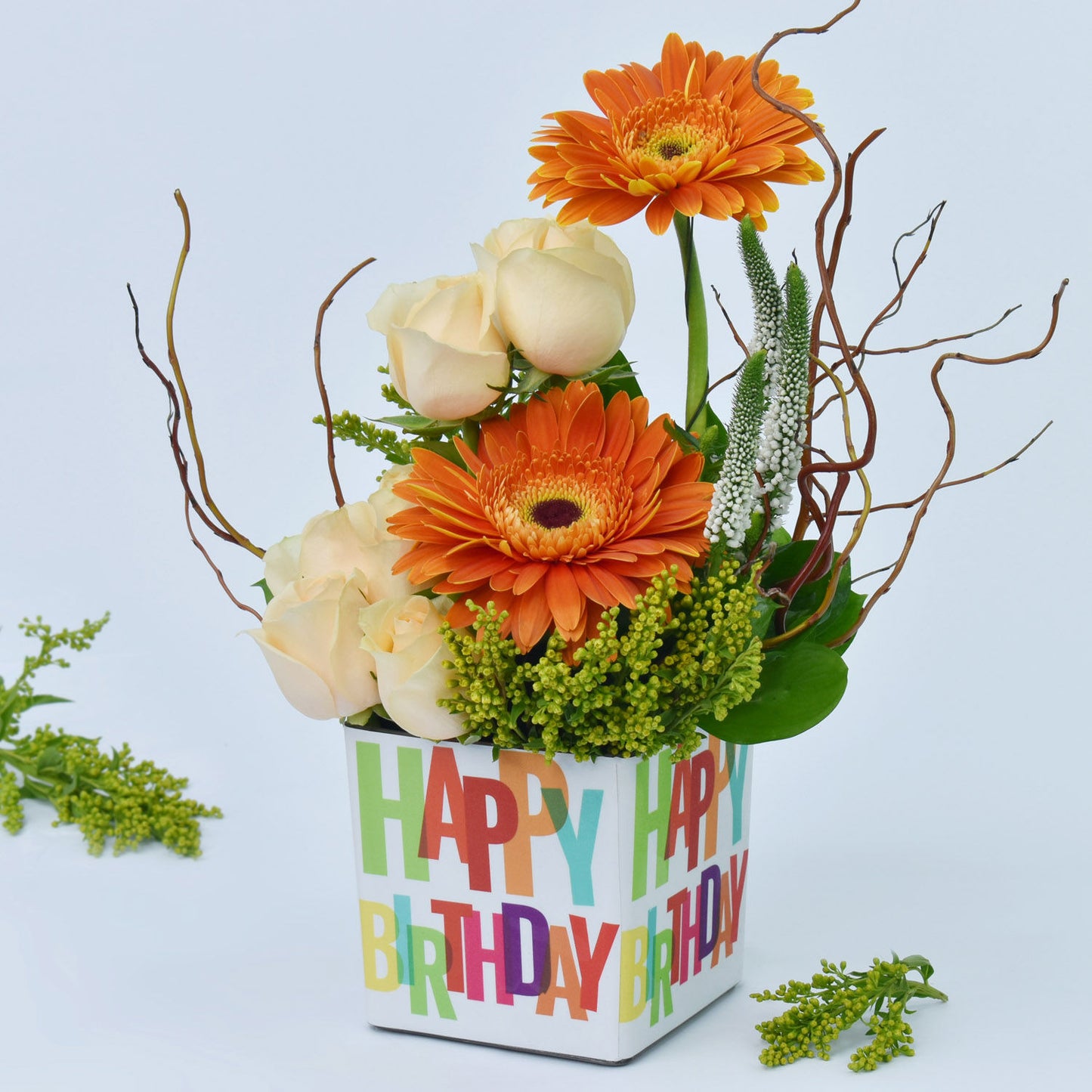 Vibrant Gerbera and Roses Birthday Floral Arrangement