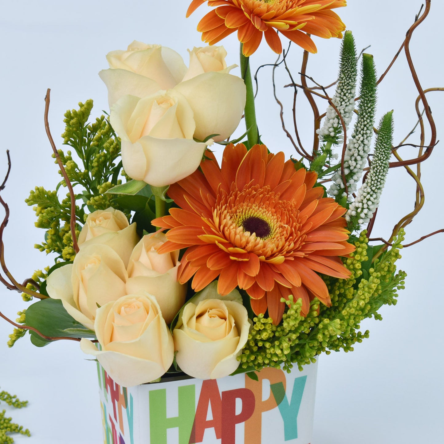 Vibrant Gerbera and Roses Birthday Floral Arrangement