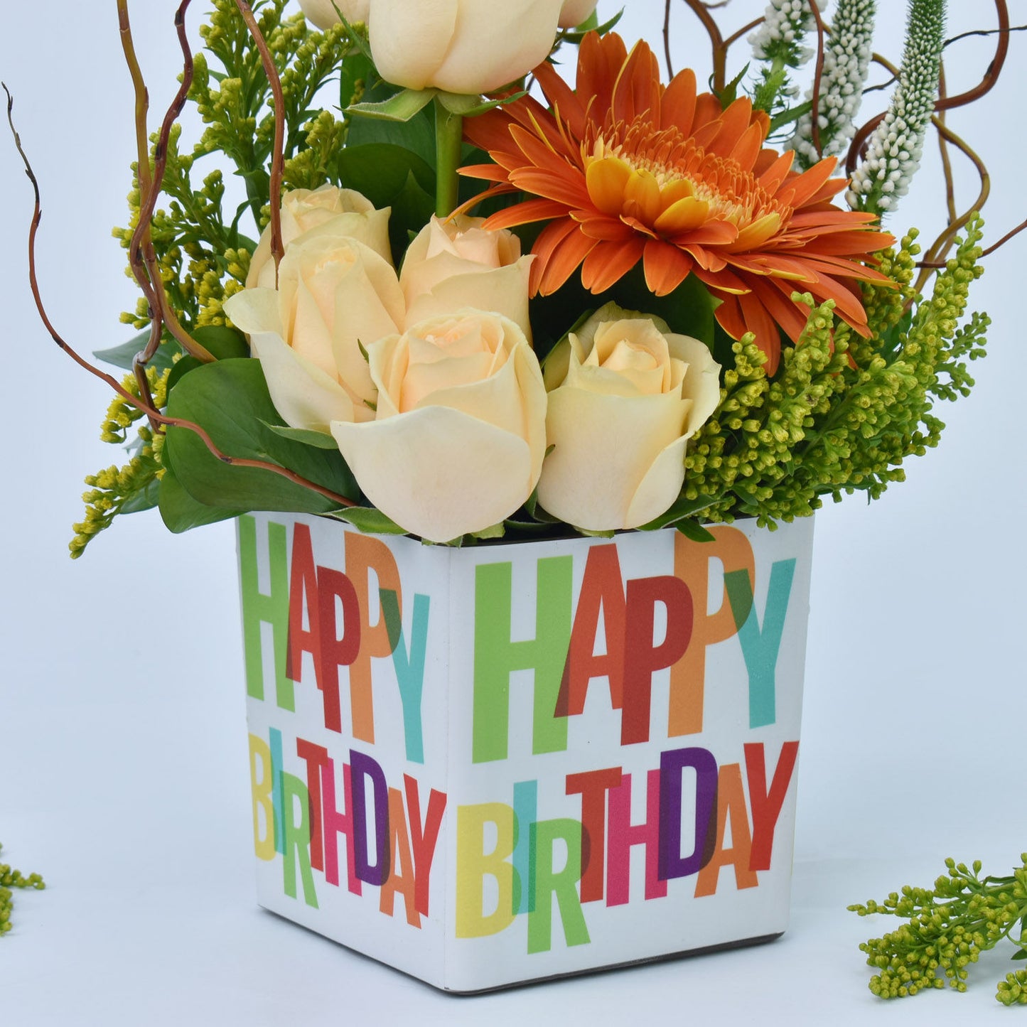 Vibrant Gerbera and Roses Birthday Floral Arrangement