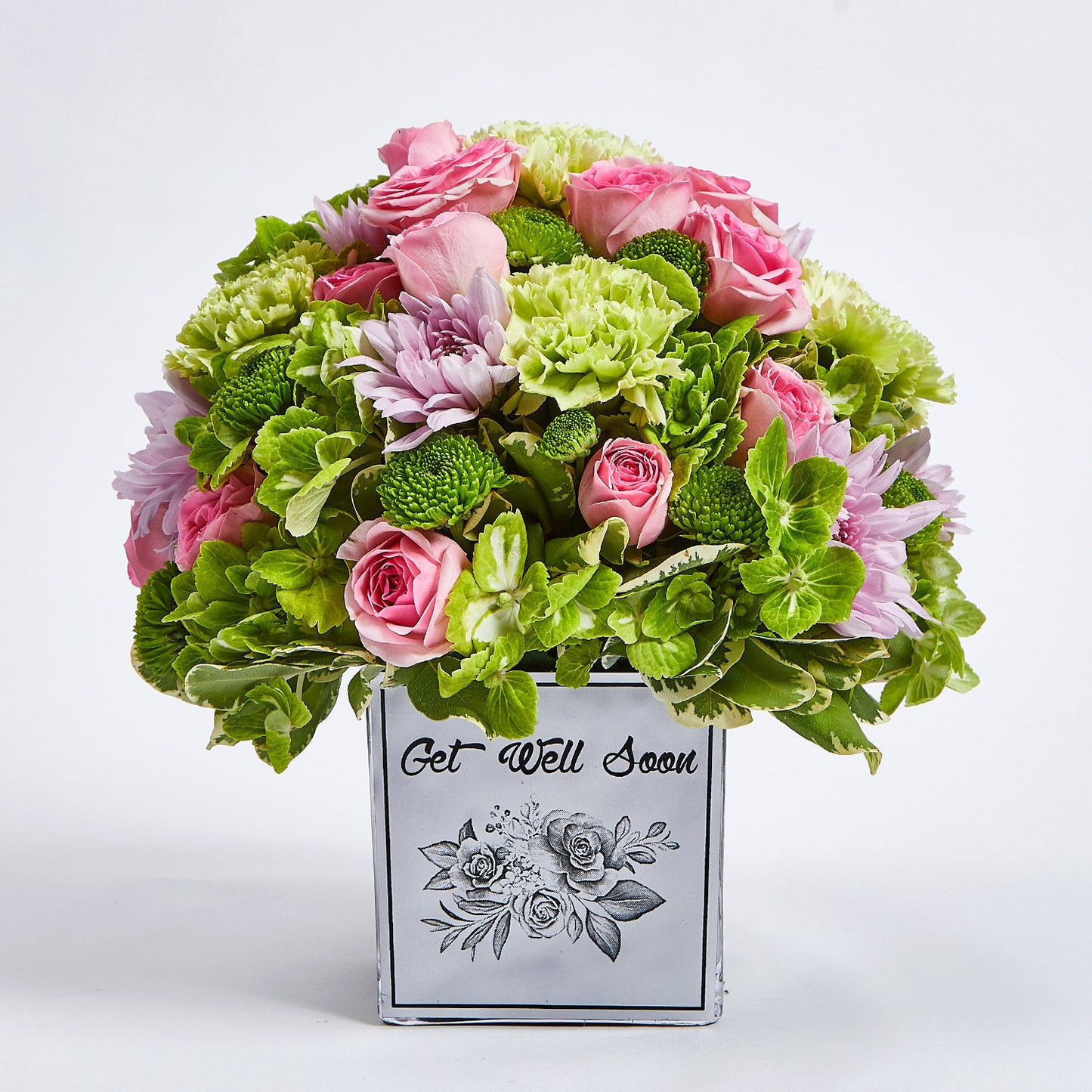 Vibrant Get Well Soon Flower Arrangement in Elegant Glass Vase