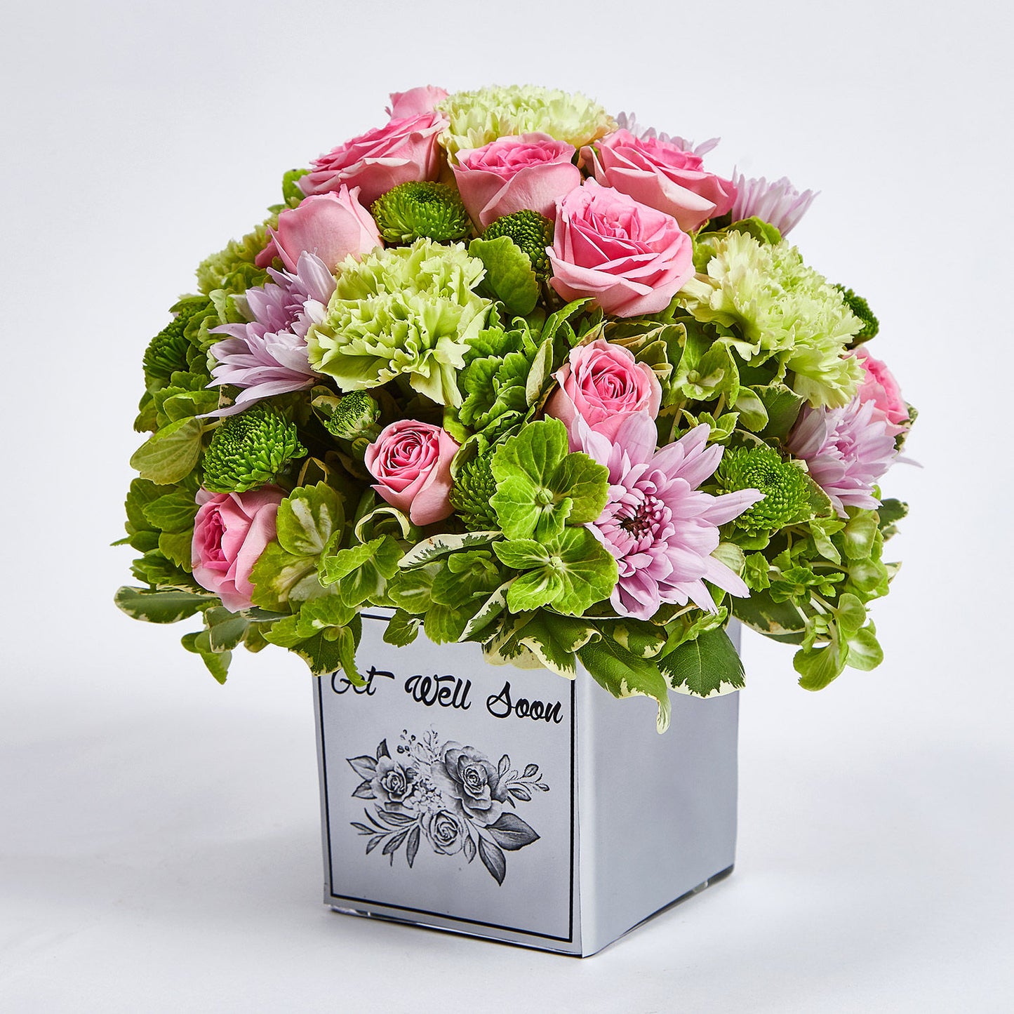 Vibrant Get Well Soon Flower Arrangement in Elegant Glass Vase