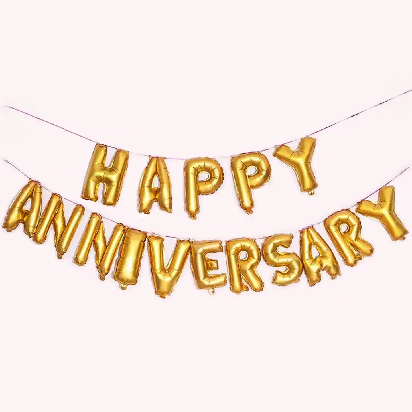 Golden Happy Anniversary Balloon Banner