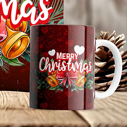 Festive Holly Christmas Wishes Cushion and Mug Set