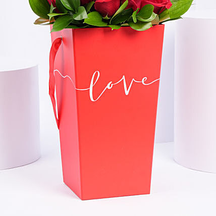Romantic Red Rose Bouquet in Elegant Love Box