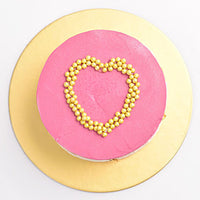 كيكة الشوكولاتة الوردية الفاخرة مع قلب اللؤلؤ الذهبي - 1 كجم