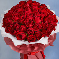 Majestic Roses: Elegant Bouquet of 50 Red Roses
