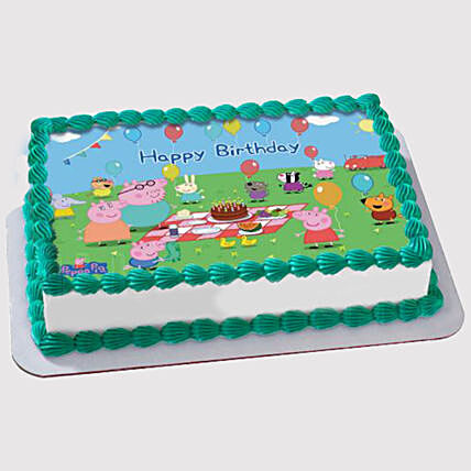 Delicious Peppa Pig Birthday Party Photo Cake - 1 Kg Chocolate Sponge