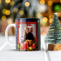 كوب عيد الميلاد الخزفي الأسود المخصص مع صورة