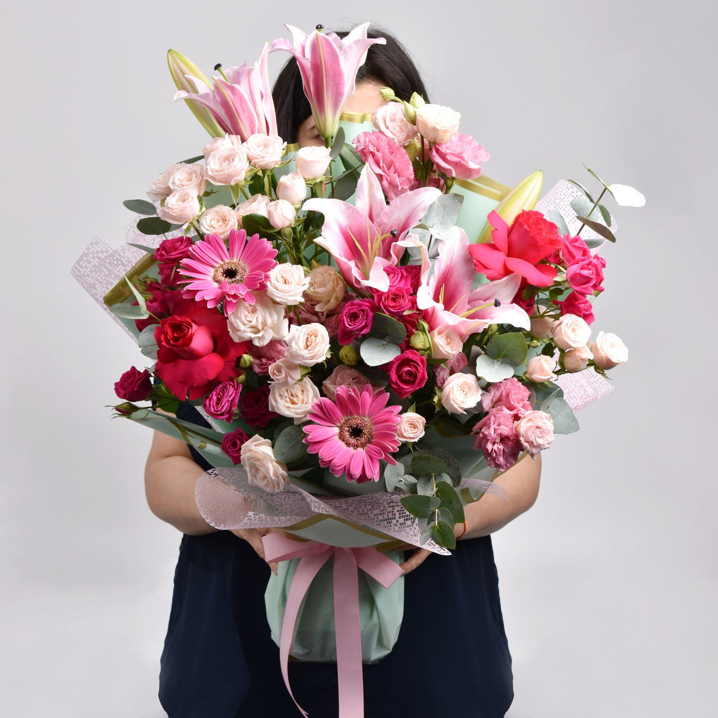 Exquisite Pink Beauty Grand Bouquet - A Floral Symphony