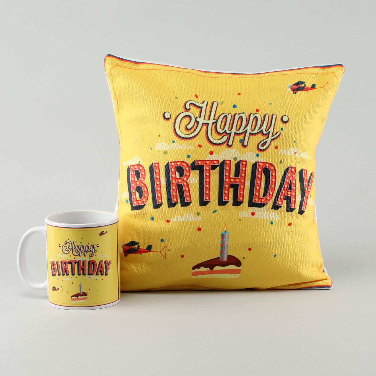 Personalized Happy Birthday Mug and Cushion Gift Set