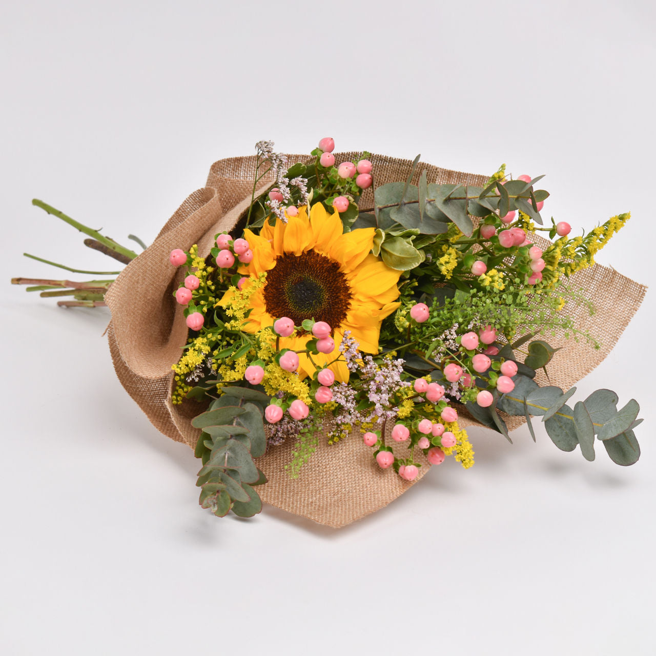 Exquisite Sunflower and Hypericum Bouquet - A Burst of Color and Elegance