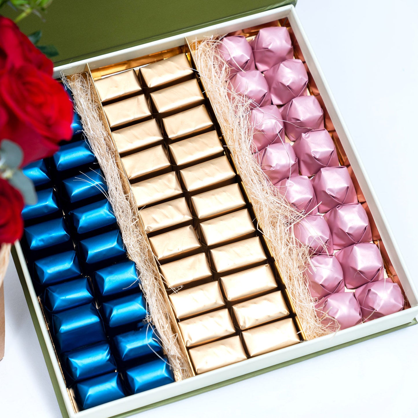 Elegant Red Rose Bouquet with Gourmet Chocolates and Luxurious Perfume