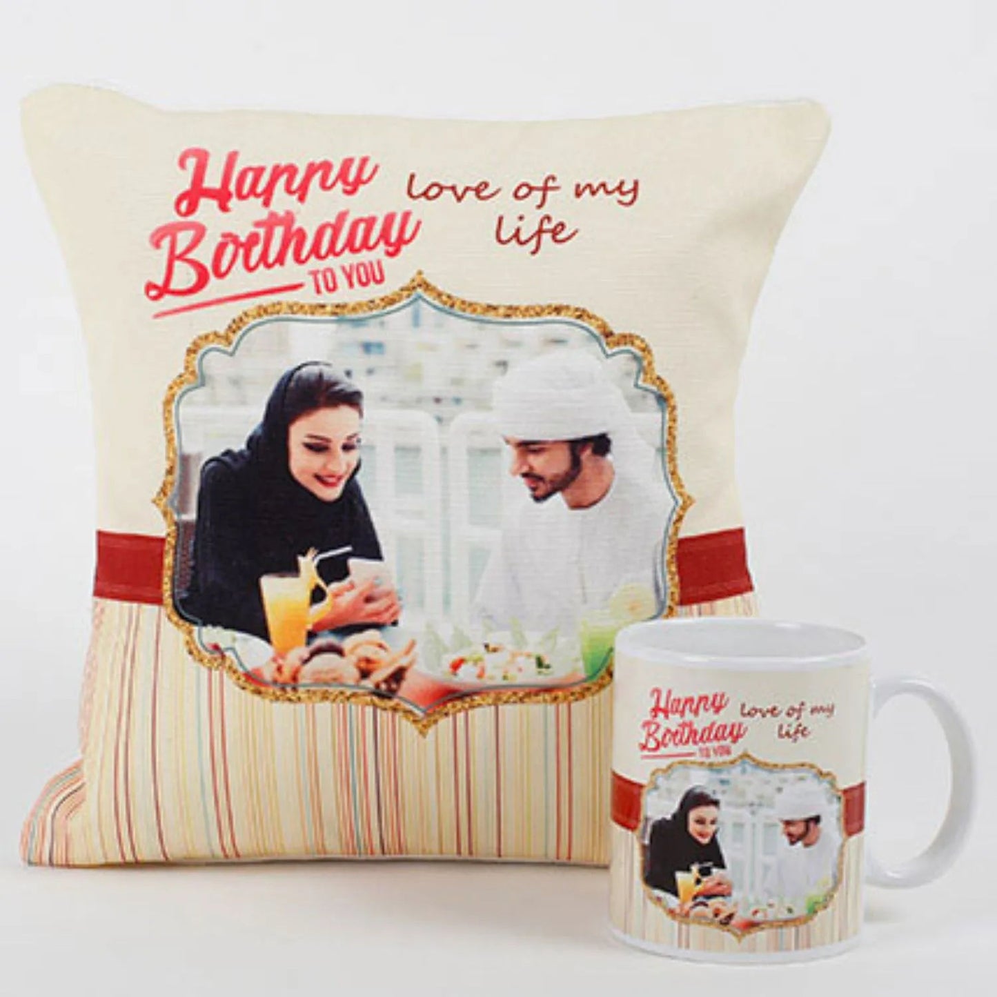 Romantic Personalized Mug and Cushion Gift Set - Perfect for Birthdays