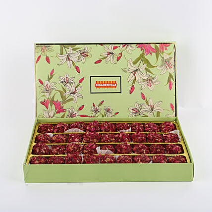 Exquisite Rose Laddu Box with Real Rose Petals - 1 kg by BIKANERVALA