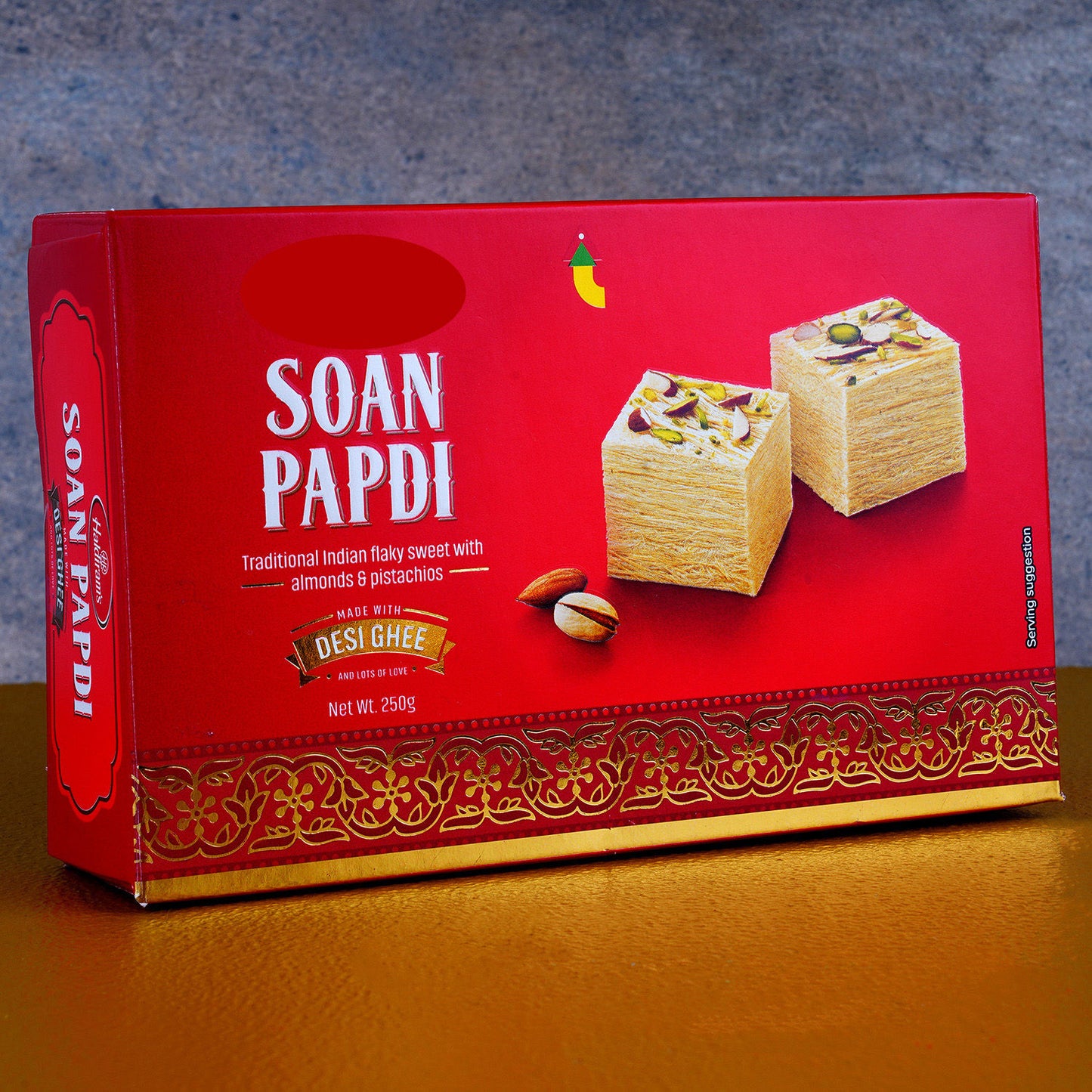 Soan Papdi 250g - Traditional Indian Flaky Sweet with Almonds & Pistachios