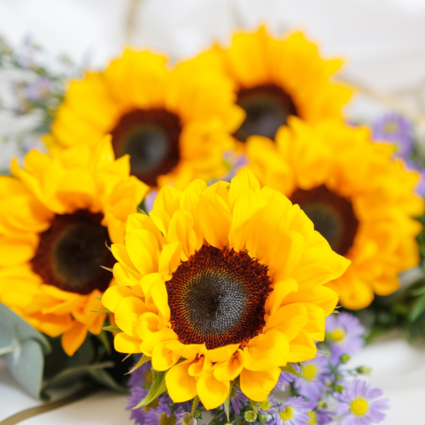 Elegant Sunflower Hand Bouquet with Gold Ommi Topper