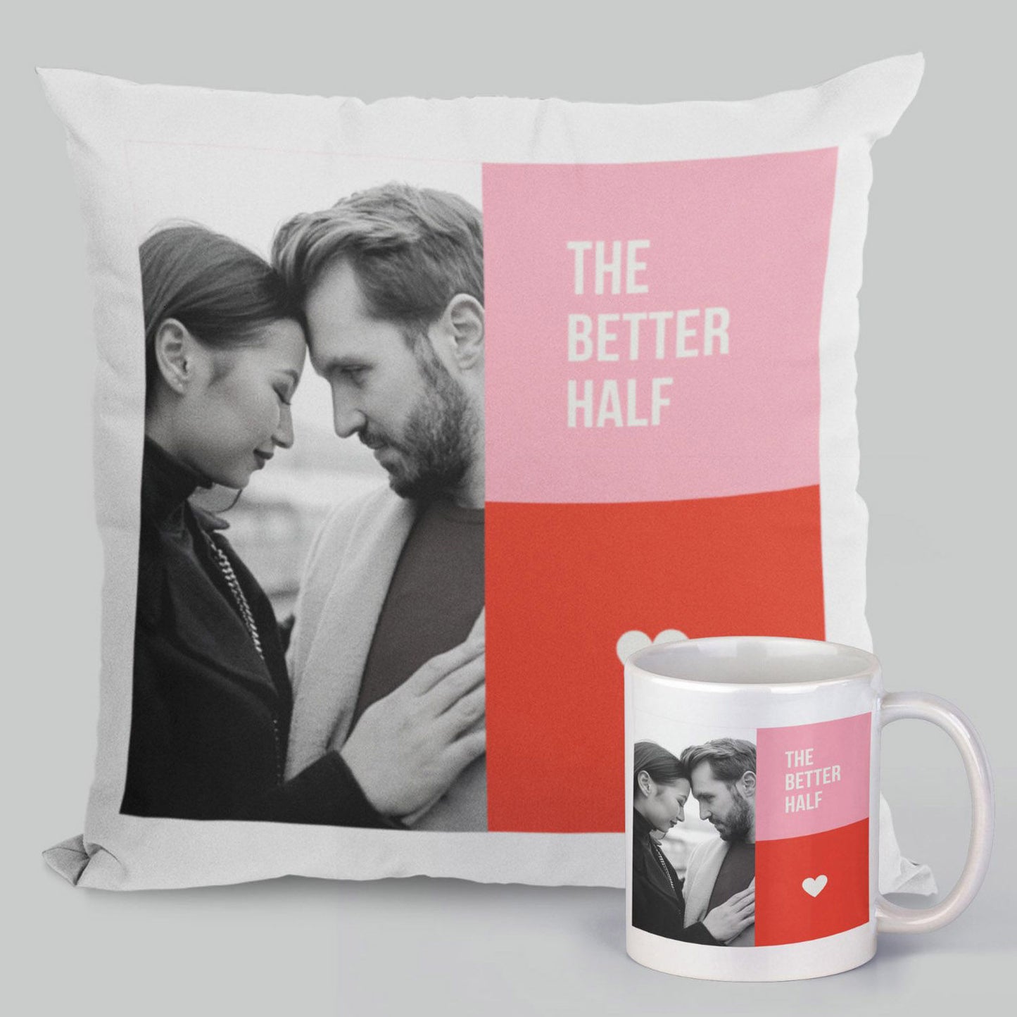 The Better Half Combo: Stylish Cushion Cover & Mug Set