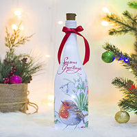 زجاجة زجاجية مرسومة يدوياً مع أضواء LED - ديكور مثالي لعيد الميلاد