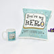 You're My Hero Dad Gift Combo - Cushion and Mug Set for Father's Day