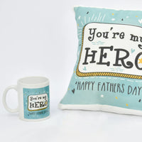 You're My Hero Dad Gift Combo - Cushion and Mug Set for Father's Day