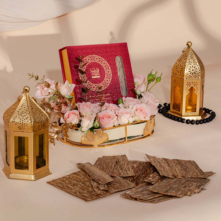 سلة ورود رمضان زهرية و عطر العود