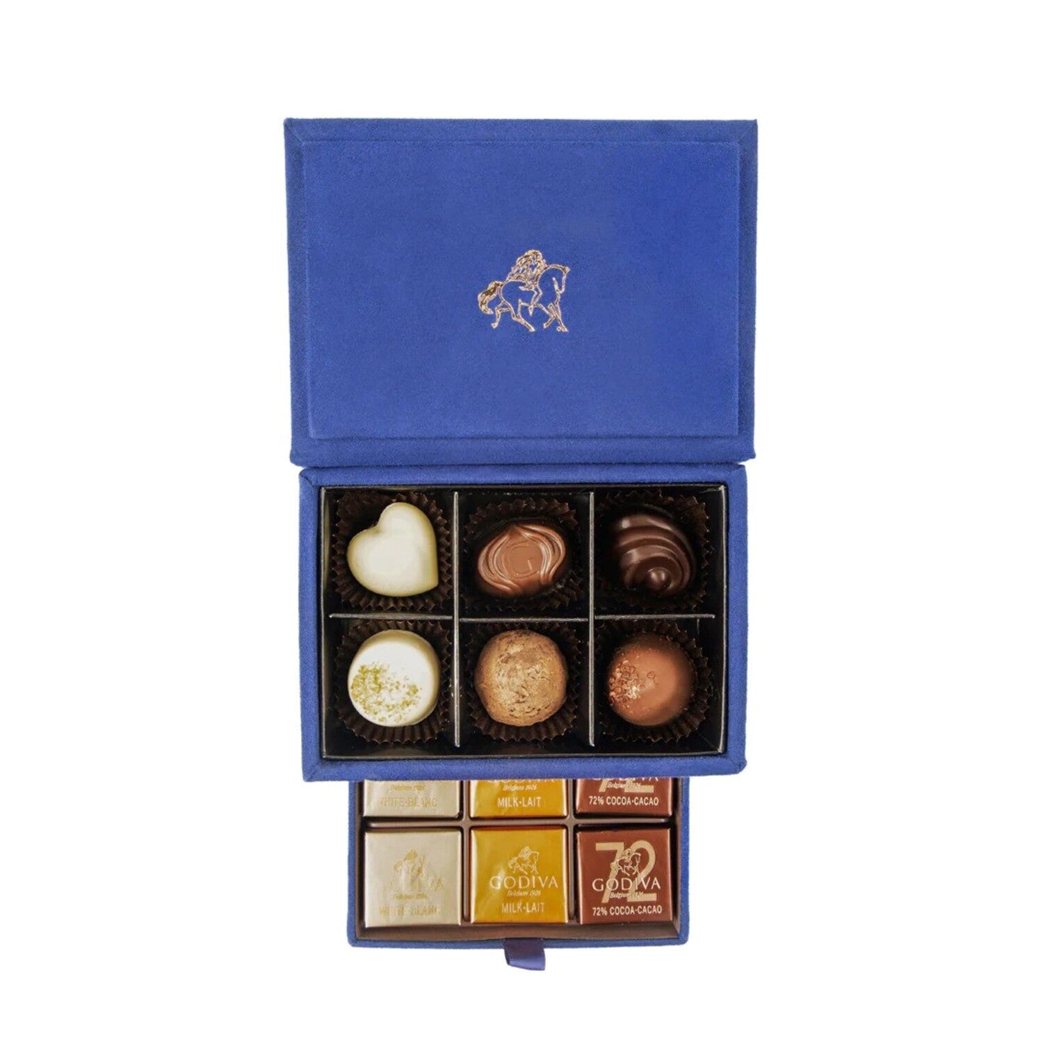 Godiva | Mini Royal Box - Navy Blue & Hydrangea Vase