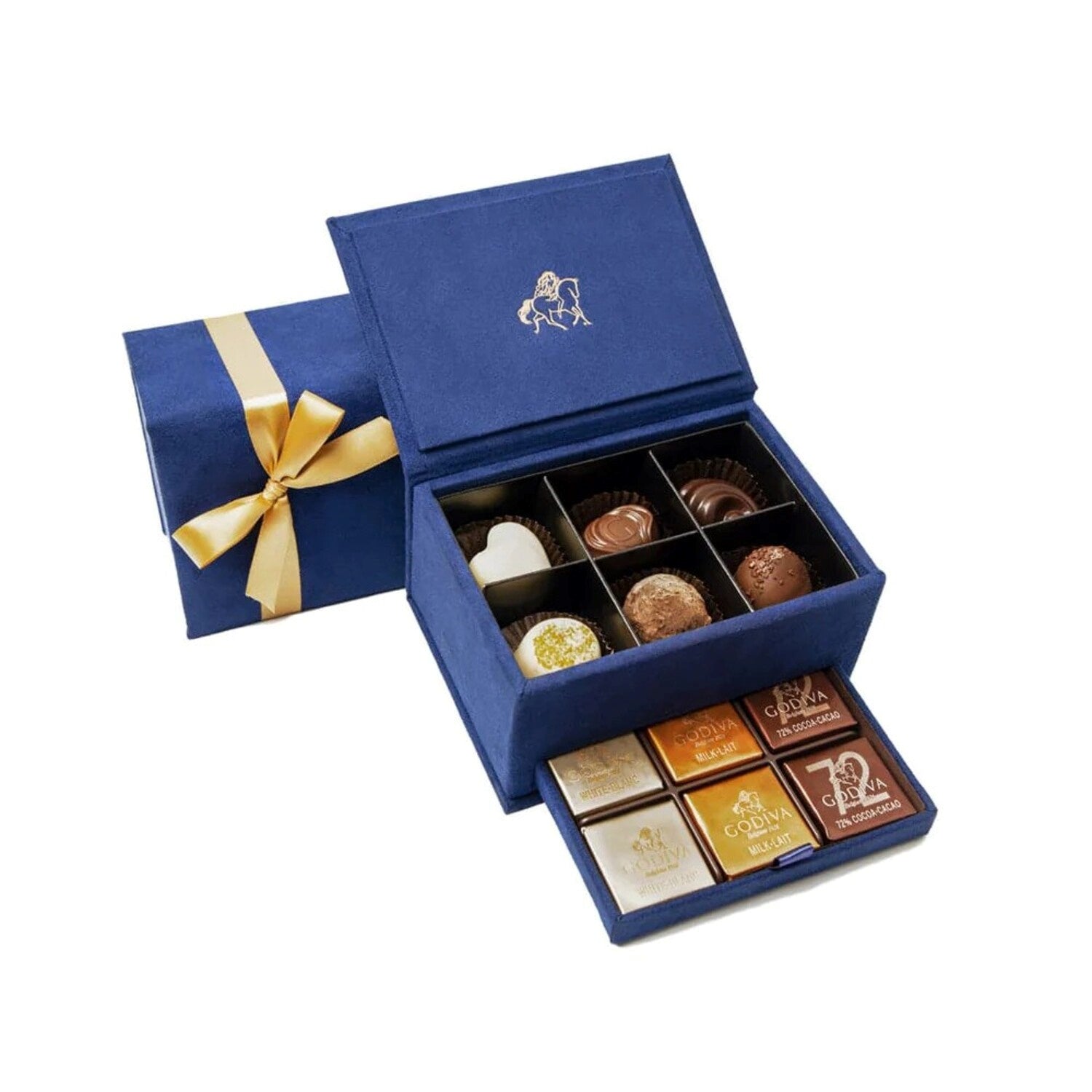 Godiva | Mini Royal Box - Navy Blue & Hydrangea Vase