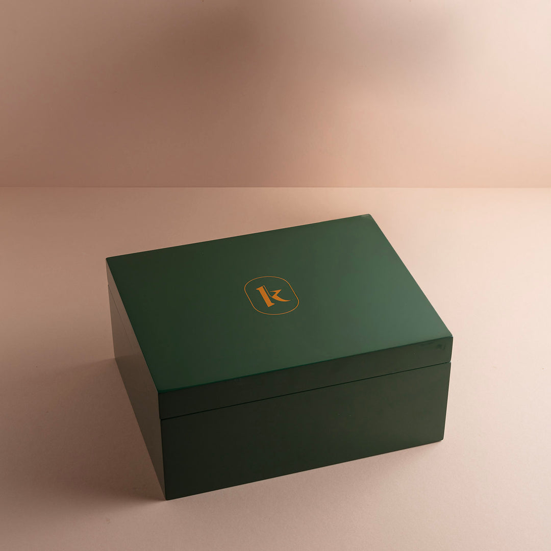 Kenooz | Luxurious Ramadan Perfume Trio in Green Leather Box