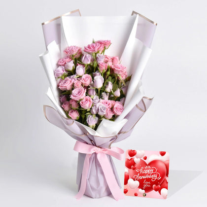 Purple and Pink Spray Rose Bunch
