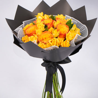 Elegant Yellow & Orange Roses Graduation Bouquet